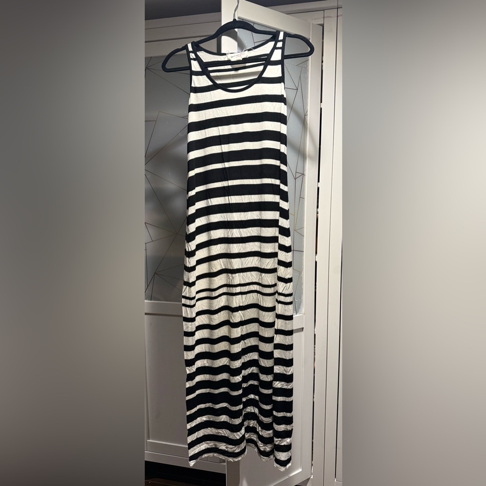 Two by Vince Camuto Striped Maxi Dress S Black White Racerback